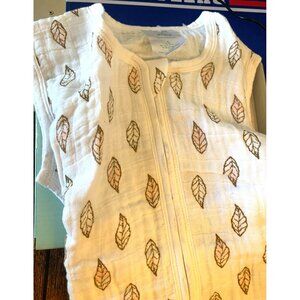 Large Cotton Muslin Baby Sleeping Bag With Zipper & Leaf Print TOG 1.0 Size L 12